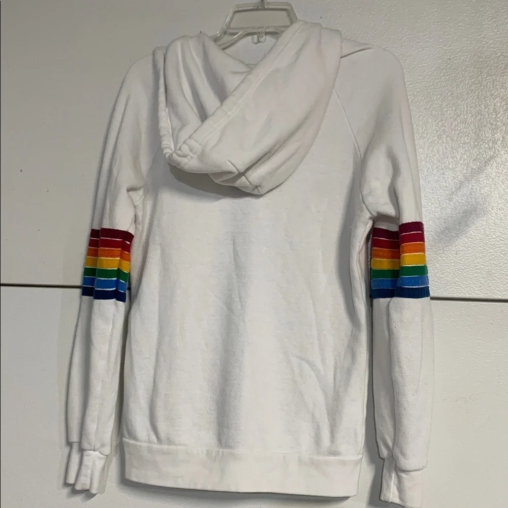 AVIATOR NATION WOMENS ZIP UP HOODIE SWEATSHIRT WHITE MEDIUM - Picture 7 of 7